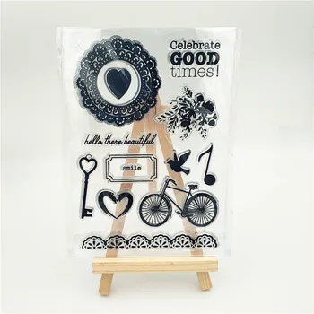 

11*16cm Wreathed bicycle Transparent Clear Stamps / Silicone Seals Roller Stamp for DIY scrapbooking photo album/Card Making