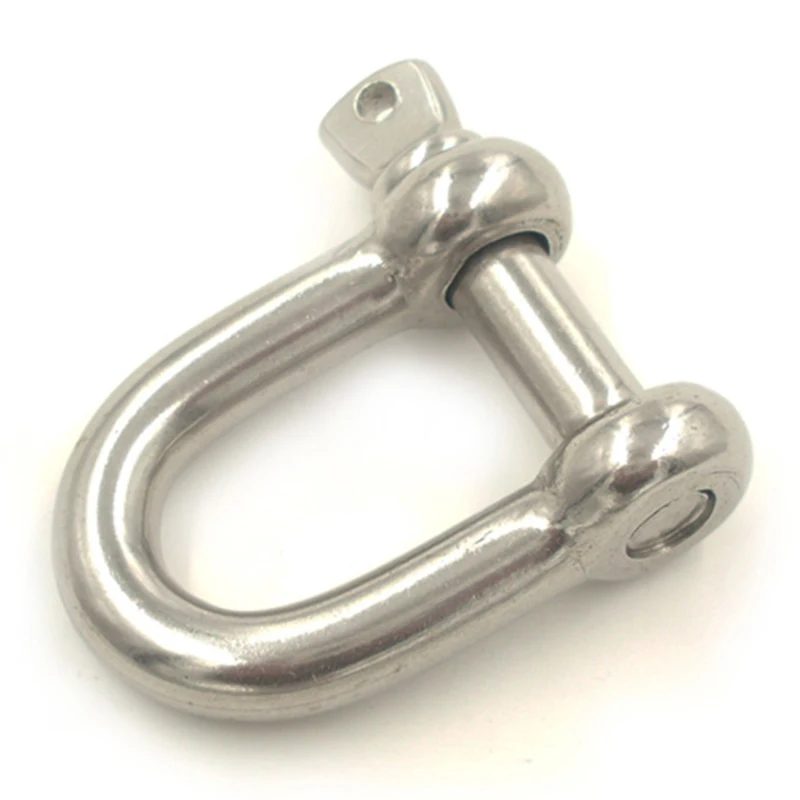 1PC 304 stainless steel D type shackle U type steel buckle chain buckle marine rigging lifting hook M4-M20 wire rope clamp