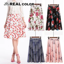 Новая летняя модная плиссированная юбка, женские юбки, элегантная повседневная женская одежда с цветочным принтом, большие размеры S-XXL-85