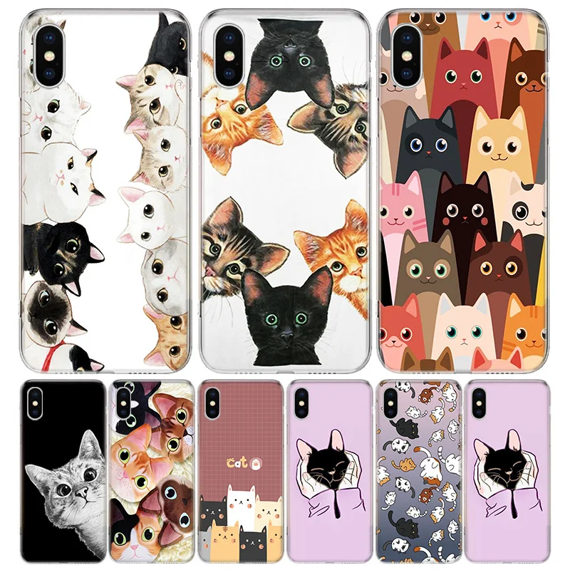 Cat Cute Kitten Catling Cover Phone Case For iPhone 11 Pro Max 13 12 Mini 6 X 8 6S 7 Plus XS + XR 5S SE Art Coque Cell Moblie | Мобильные