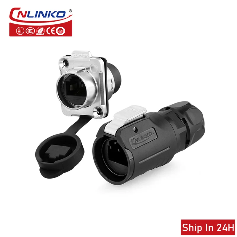 CNLINKO LP-20 RJ45 Presa Da Pannello, Connettore Ethernet CAT6 RJ45 Presa A Foro Singolo IP68 Connettore Impermeabile M20 (Presa Giallo RJ45 A 4 Fori - Foto 2