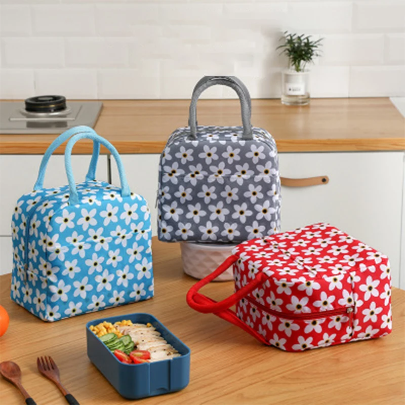 1PCs Fresh Cooler Bags Waterproof Nylon Portable Zipper Thermal Oxford Lunch Bags For Women Convenient Lunch Box Tote Food Bags