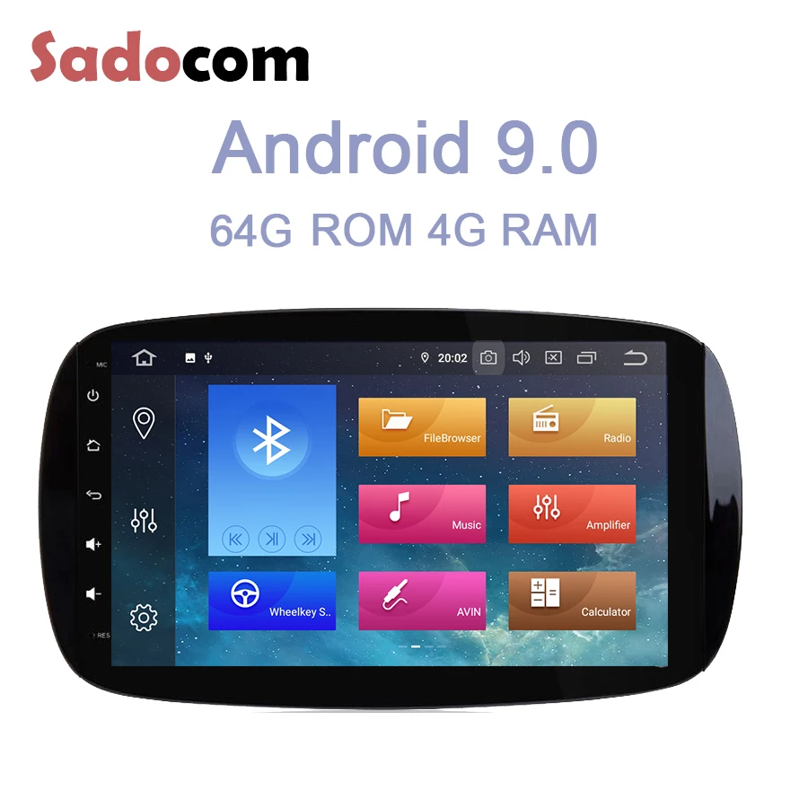 Best 9" IPS HD Android 9.0 Octa Core 4GB RAM 64GB ROM Car multimedia RDS Radio GPS Map WiFi Bluetooth For Benz Smart Fortwo 2015~2017 0
