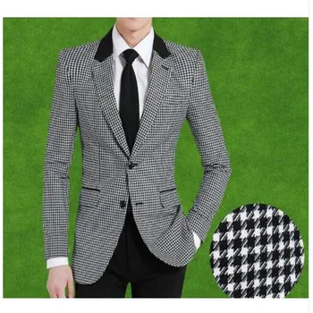 

Men woolen suit jacket Slim fit bird plaid fashion coat New hot sale England style single breast high quality business jacket
