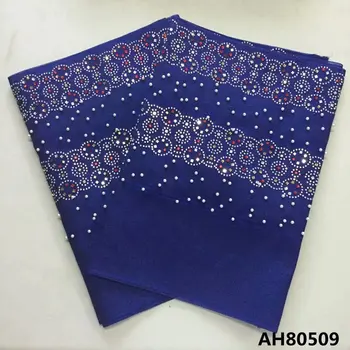 

Royal blue african gele headtie aso oke with beads and stones 2019 high quality lace latest women head tie 2piece/lot