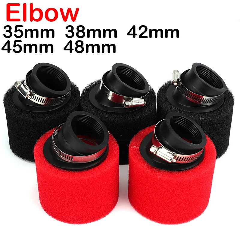 Motorcycle Air Filter Sponge 35mm 38mm 42mm 45mm 48mm Bend Elbow Neck Foam For Moped Scooter Dirt Pit Bike RED Kayo BSE motorcycle 35mm 38mm 40mm 42mm 45mm 48mm sponge foam air filter cleaner scooter bike dirt pit atv