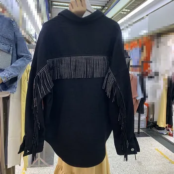 

new Spring 2020 Autumn and fashion loose short fringed women's denim jacket female