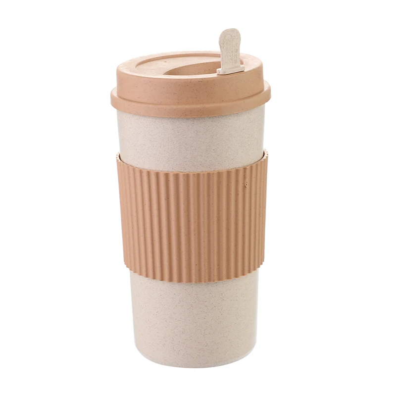 IVYSHION 1 шт. портативная бутылка для воды чайник Пшеничная солома кофейные кружки домашняя посуда инструменты портативные круглые пластиковые чайные стаканы - Цвет: 450ml brown