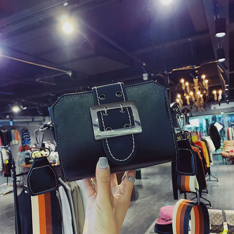 

2018 New Style Korean-style Fashion Solid Color Leather Ribbon GIRL'S Versatile Broadband Shoulder Bag