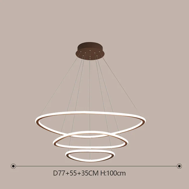 3 Rings 77 55 35cm Высокая яркость DIY Современные Люстры для гостиной, столовой, домашнего освещения, светодиодная люстра, подвесные светильники для кухни - Цвет абажура: 3 Rings 77 55 35cm