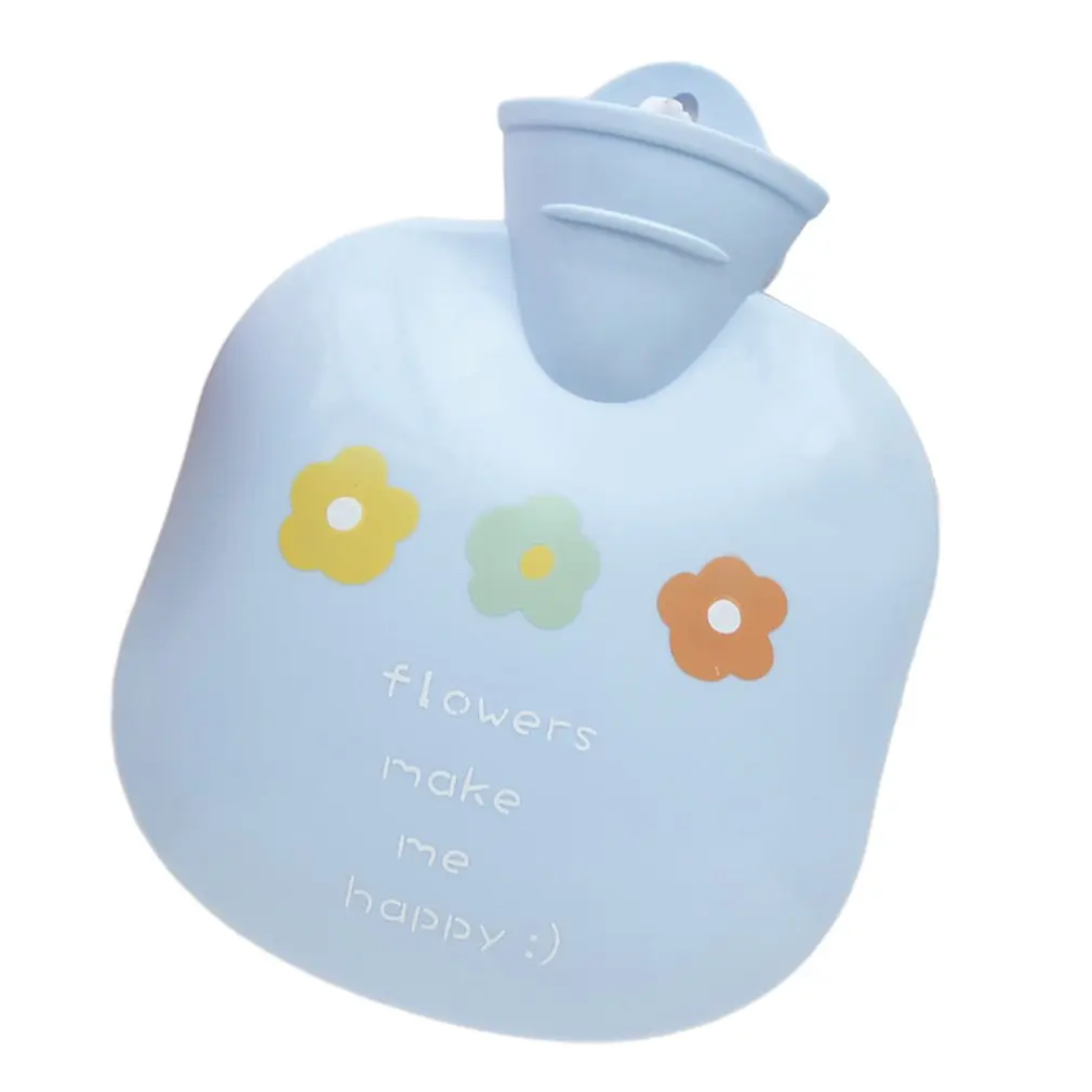 Small flower blue Пластиковая бутылка для горячей воды с защитой от взрыва и мультяшным принтом, милый теплый мешок для воды 500 мл - Цвет: Small flower blue