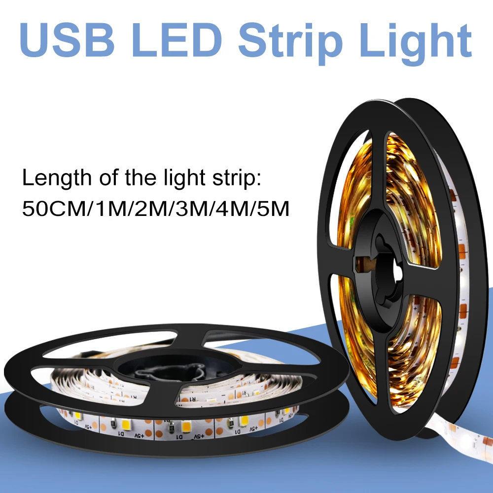 DC 5V Flexible Strip LED Light USB 2835 SMD TV BackLight Tape 0.5M 1M 2M 3M 4M 5M Decoration Tira LED Lamp For Bedroom Lighting