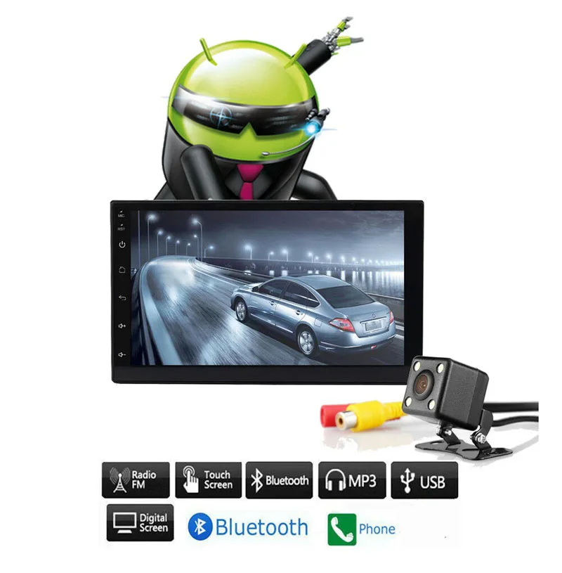 

7" Universal Android 9.1 2 Din Car Radio 1+16G Car Auto Stereo GPS Navigation WIFI Bluetooth MP5 Video Player Head Unit Monitor