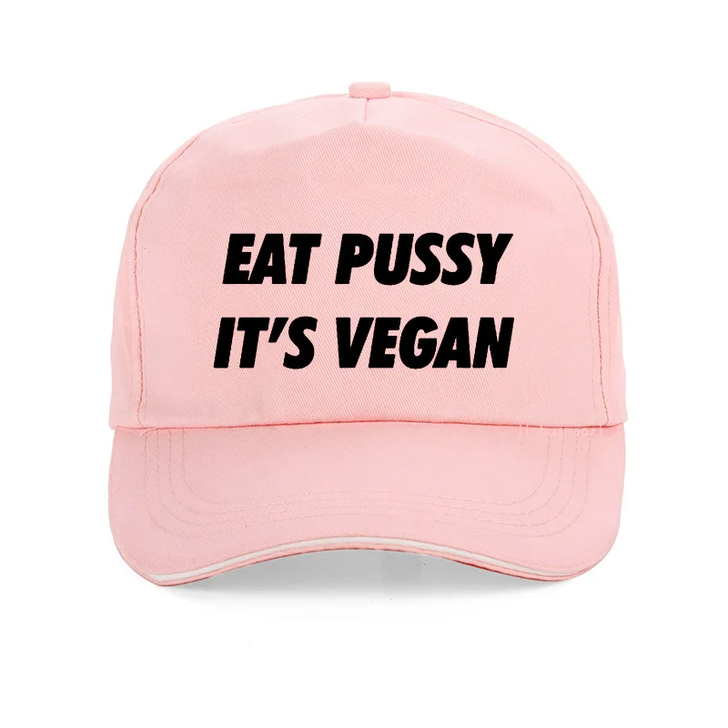 Розовый Брендовая Мода eat pussy его веганские буквы cap100% хлопок для женщин и мужчин регулируемые бейсболки унисекс хип хоп бейсболки шляпы Gorras - Цвет: Розовый
