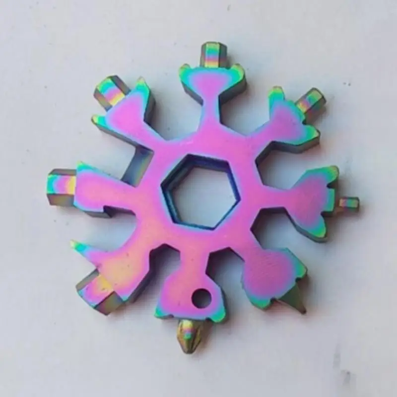 

18 in 1 Mini Snowflake Tool Wrench Hexagon Wrench Camp Survival Outdoor Hiking Key Ring Key Chain