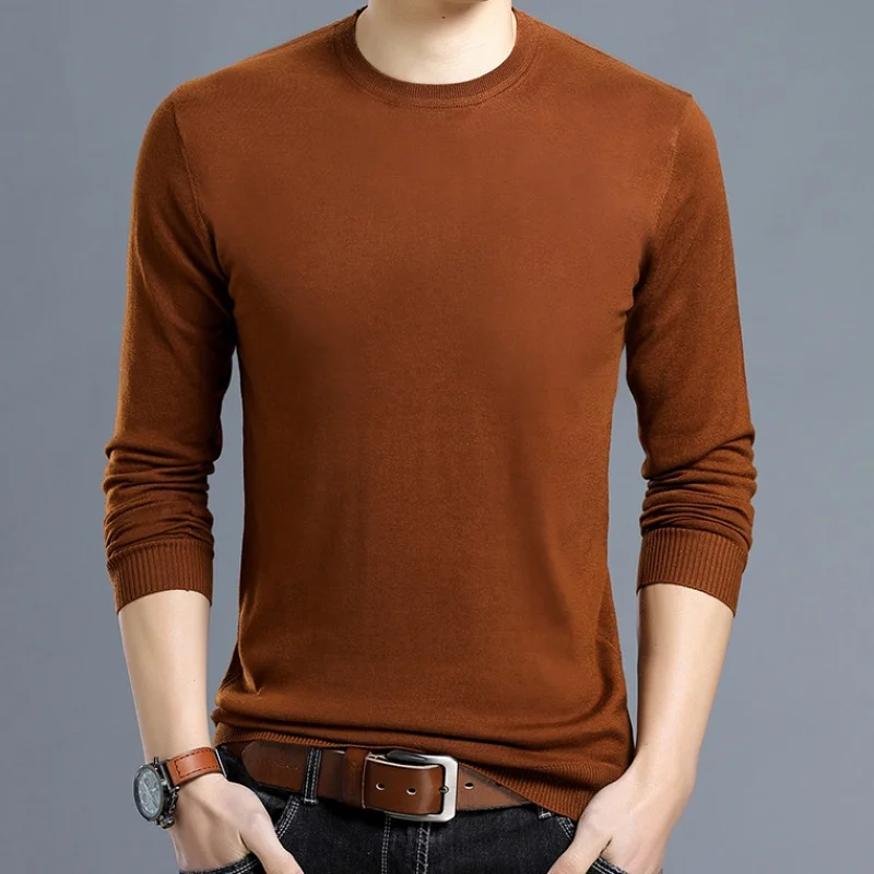 

New Spring autumn casual sweaters men long-sleeved round neck thin slim bottoming shirt