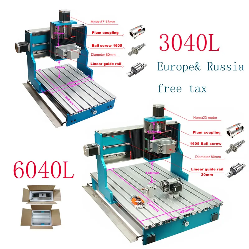Новинка 2021, рамка фрезерного станка с ЧПУ 3040L 6040L, линейный направляющий шариковый винт 1605 Nema23, шаговый двигатель для гравировального станка ...