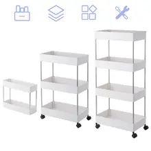 3 Tier/4 Tier Slim Storage Cart Mobile Shelving Unit Organizer Slide Out Storage Rolling Utility Cart Rack for Kitchen Bathroom