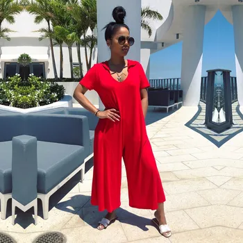

Fashion Women Solid Color Jumpsuits Casual Loose Short Sleeve Rompers Hooded Long Trousers Overalls