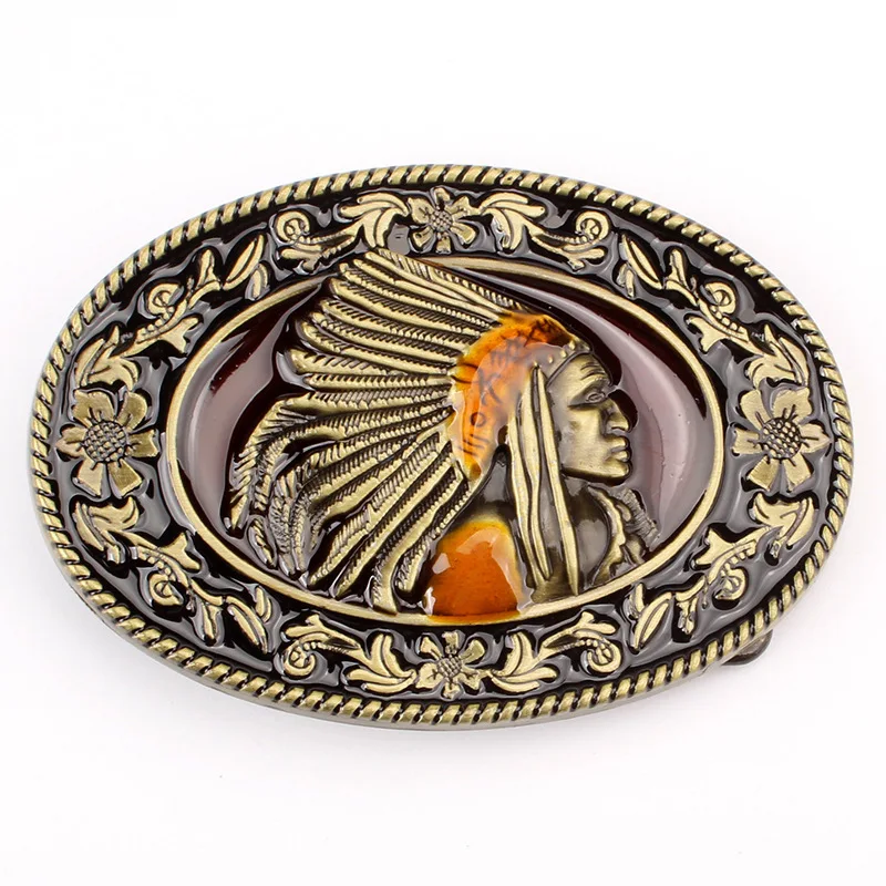 

Belt DIY accessories Indian Indigenous Tribal chief head belt buckle Western cowboy style Smooth belt buckle Punk rock style