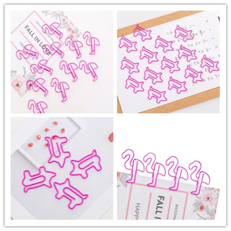 10pcs Cute Pig Pink Bookmark Paper Clip Hollow Out Metal Binder Clip New Sales 
