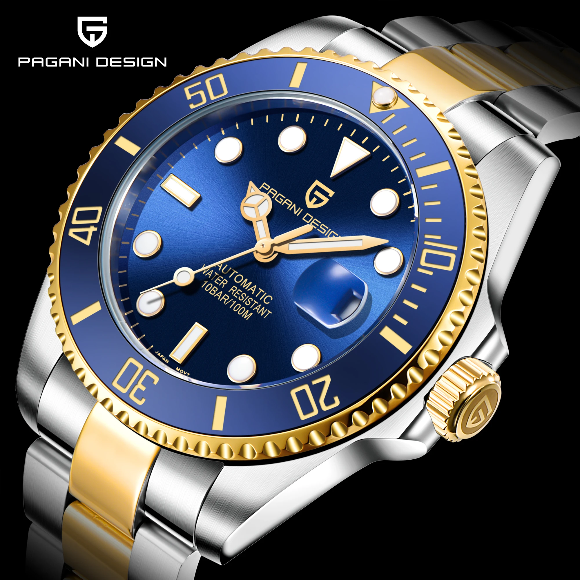 PAGANI Desain Klasik Mewah Biru Pria Otomatis Jam Tangan Tahan Air Mekanik  Submersible NH35A Watch Relogio Masculino + Kotak|Jam Tangan mekanik| -  AliExpress