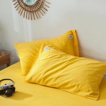 

NEW 100% cotton 1PC yellow pillow case for hair decorative soft Pillow Case Cover For Bedroom 30x50cm Home Textile Bedding Use
