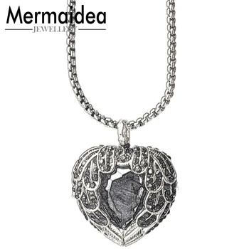 

European silver plated Necklace Link Chain Pave Wings Feather Crystal Heart Necklaces Pendants Trendy Pendant Women Necklace