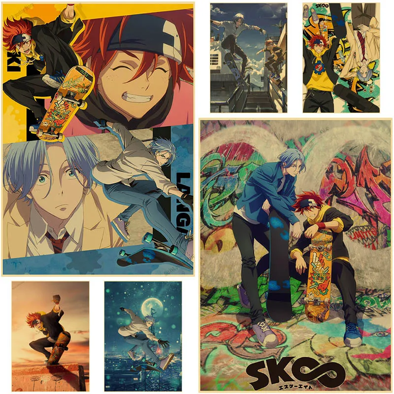 

Vintage SK8 The Infinity Posters Japanese Anime Poster Wall Sticker Kraft Paper Home Decor Study Bedroom Bar Cafe Art Painting