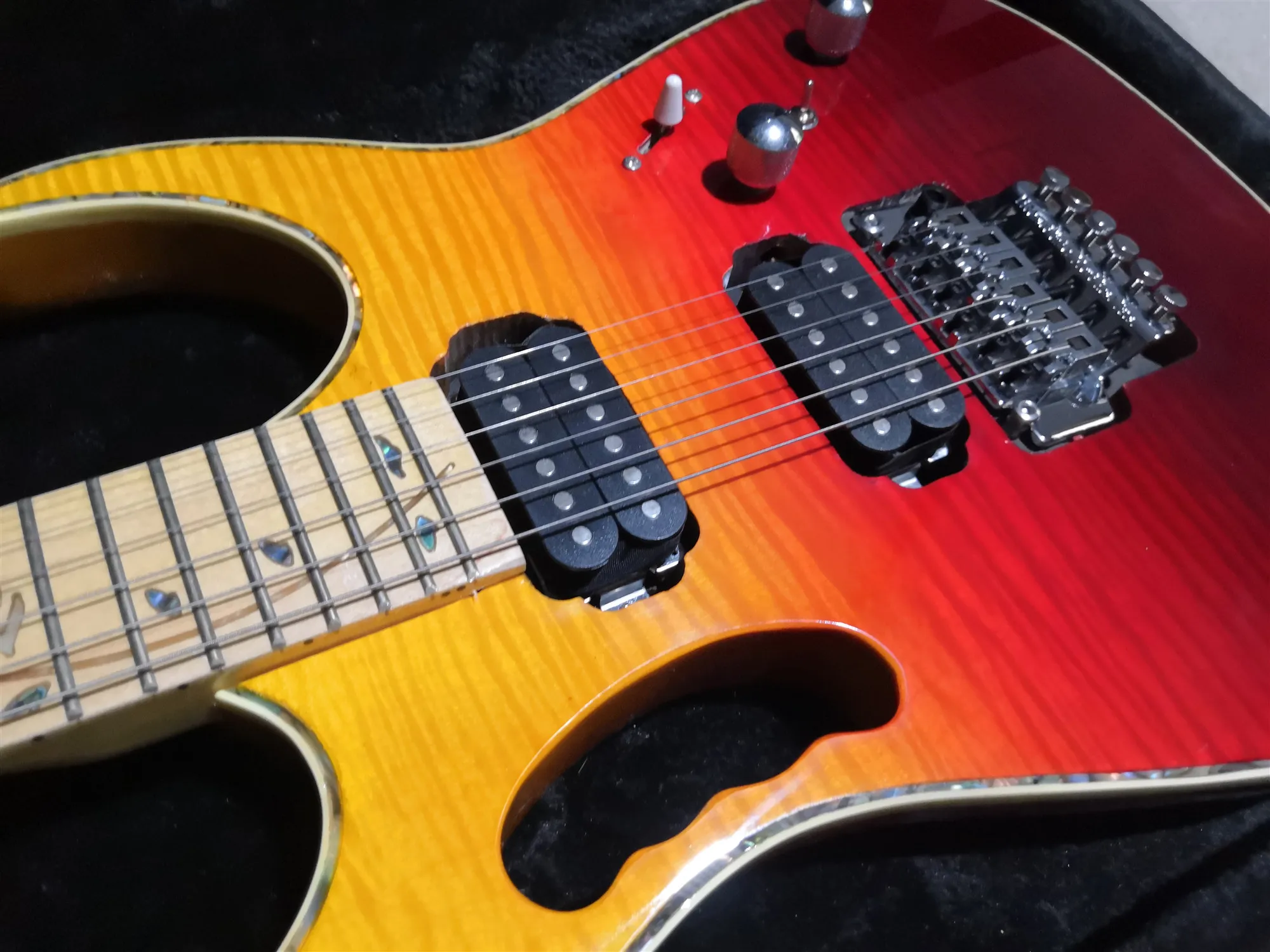 Пользовательские разноцветные гитары палисандр гриф хромированная фурнитура окантованные с цветными гребешками, индивидуальные! paypal доступны! IB-27