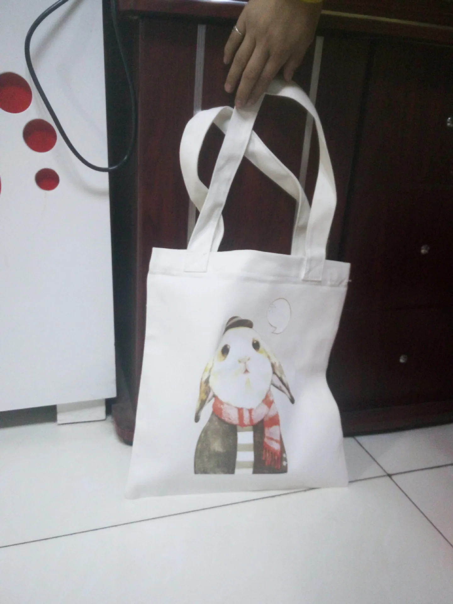 Стиль, корейский стиль, милый кролик, узор, модная повседневная сумка для покупок, холщовая женская сумка на плечо