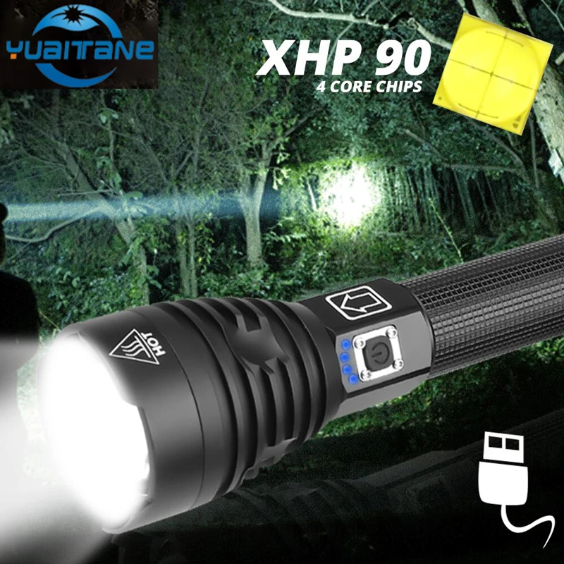 

160000lm Most powerful xhp90 led flashlight use 18650 or 26650 battery usb rechargeable xhp70.2 lantern for hunting camping lamp