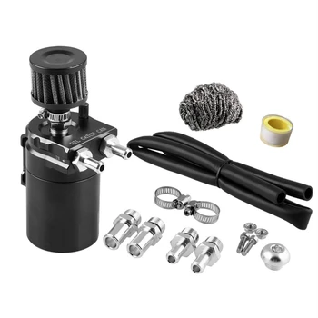 

Oil Catch Can Air Breather Tank Filter Baffled Universal Black