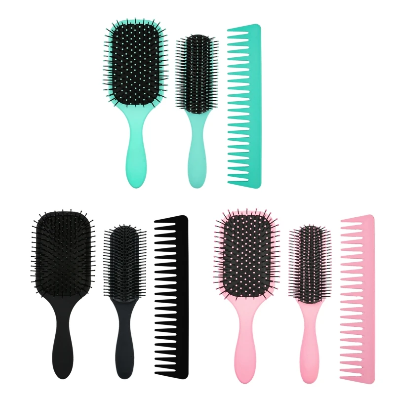 

3Pcs Air Cushion Massage Nine Rows Large Tooth Smooth Hair Salon Anti-knot Combs 667D