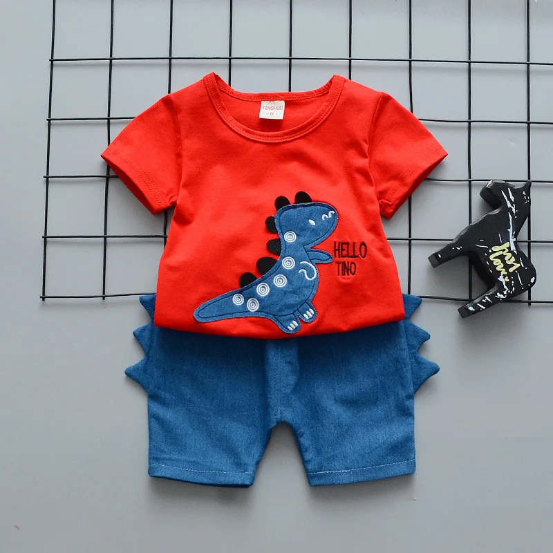 

Baby Boys Clothing Set Cartoon Summer Infant Newborn Outfits Suit Cotton Dinosaur T-shirt+shorts 2pcs Kids Boys Tracksuit