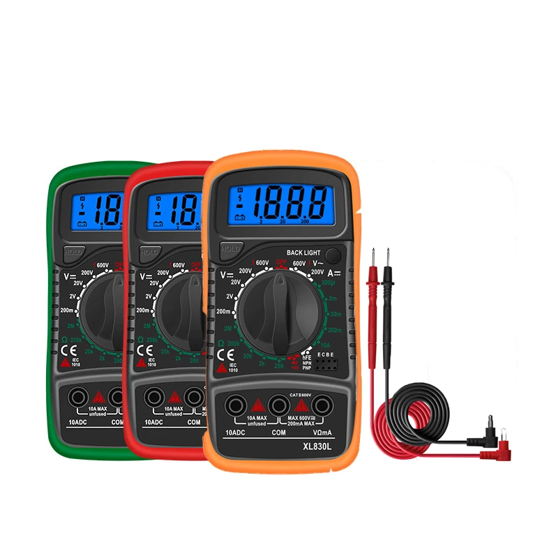 Digital Multimeter AC/DC Ammeter Voltmeter Voltage Resistance Test Electrical Instrument Silicone Cover Blue Screen XL830L | Инструменты