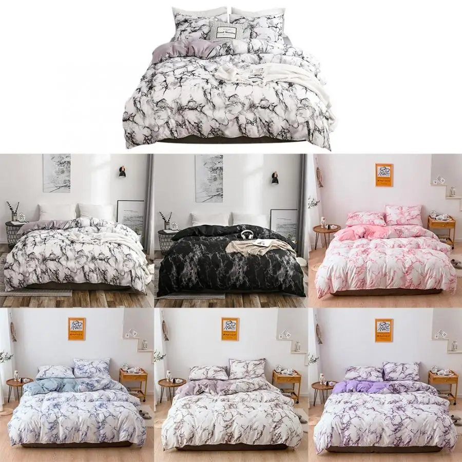 

Bed Set 2Pcs/Set Polyester Quilt Cover with Pillowcase Marbled Bedding Set EU-Single Size Kids