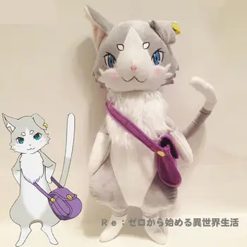 

25-52cm Re Zero kara Hajimeru Isekai Seikatsu Natsuki Subaru A Different World Puck Rem Emilia Cat with bag Anime Plush Toy Doll