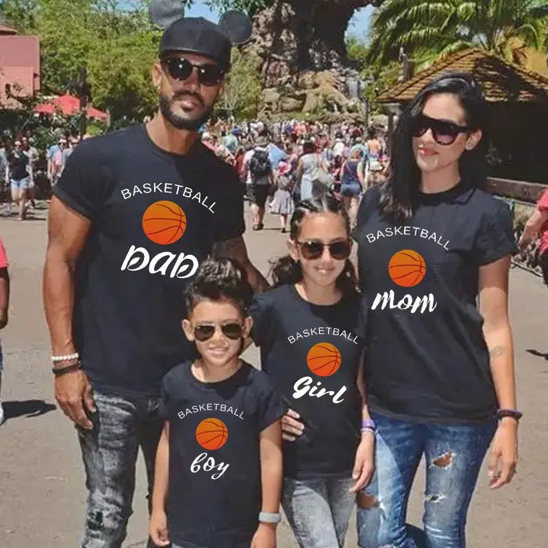 Баскетбольный папа мама девочка мальчик Семейные одинаковые наряды хлопковая