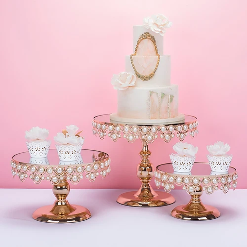 Жемчужное золото зеркало кекс стенд для свадебной вечеринки столик для торта инструменты для украшения торта 4-5 шт - Цвет: 1pcs S 1pcs M 1PCS L