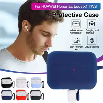

Silicone Protective Case Replacement Travel Bag Protection Cover Box with Carabiner Fit for HUAWEI Honor X1 TWS Earbuds Case