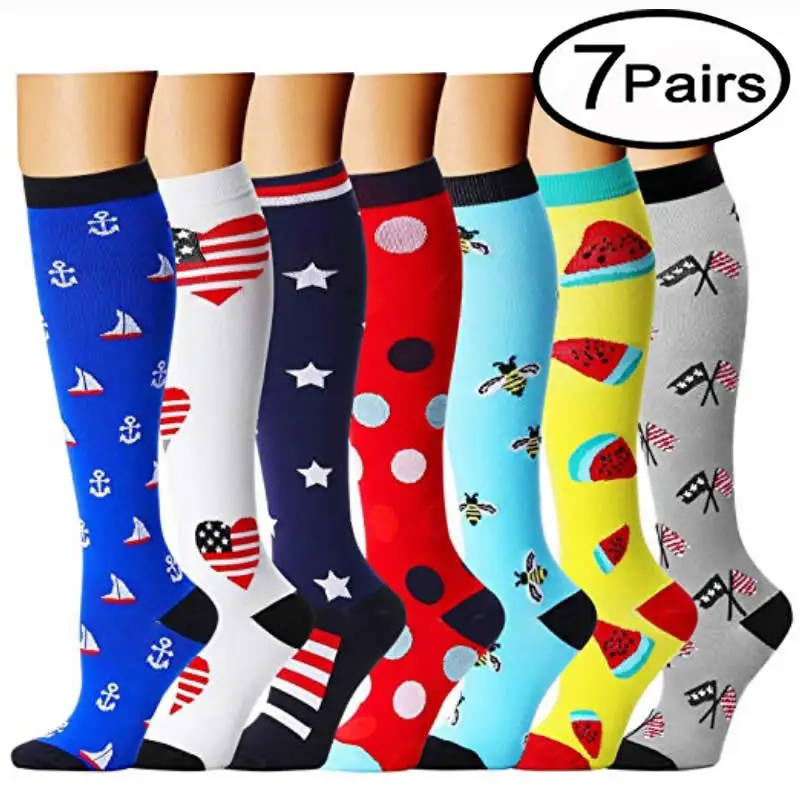 Compression Stockings Sport Compression Socks 3/6/7/8 Pairs Per Set Soccer Sports Wear Female Male Men Women Gift Persent