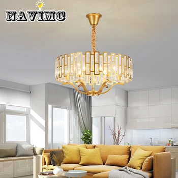 

Modern LED luxury K9 crystal chandelier lighting living room Gold hanging lights Nordic bedroom pendant lamp dining fixtures