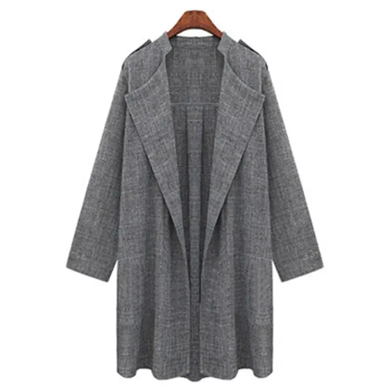 Женская модная Стильная однотонная длинная куртка с водопадом на осень и зиму, повседневный пиджак, куртка, кардиган, пальто, джемпер, большие размеры