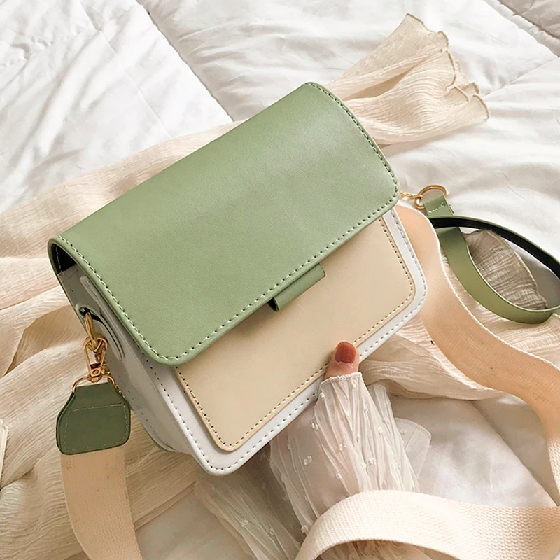 

2019 Contrast Color Crossbody Bags For Women Leather Messenger Bags Sac A Main Panelled Female Leather Shoulder Bag Handbags New