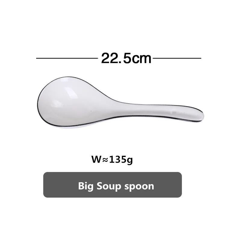 Белая обеденная тарелка, набор керамической кухонной посуды, набор кухонных блюд, рисовый салат, лапша, миска, суп, кухонный инструмент для приготовления пищи, 1 шт - Цвет: Big Spoon