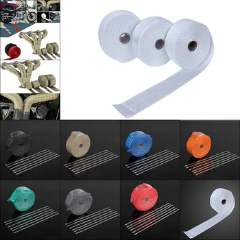 

Hot 10m Fiberglass Wrap Exhaust Heat Wrap Roll Insulating Pipe Durable High Heat Shield Tape for Motorcycle Car with 6 Ties