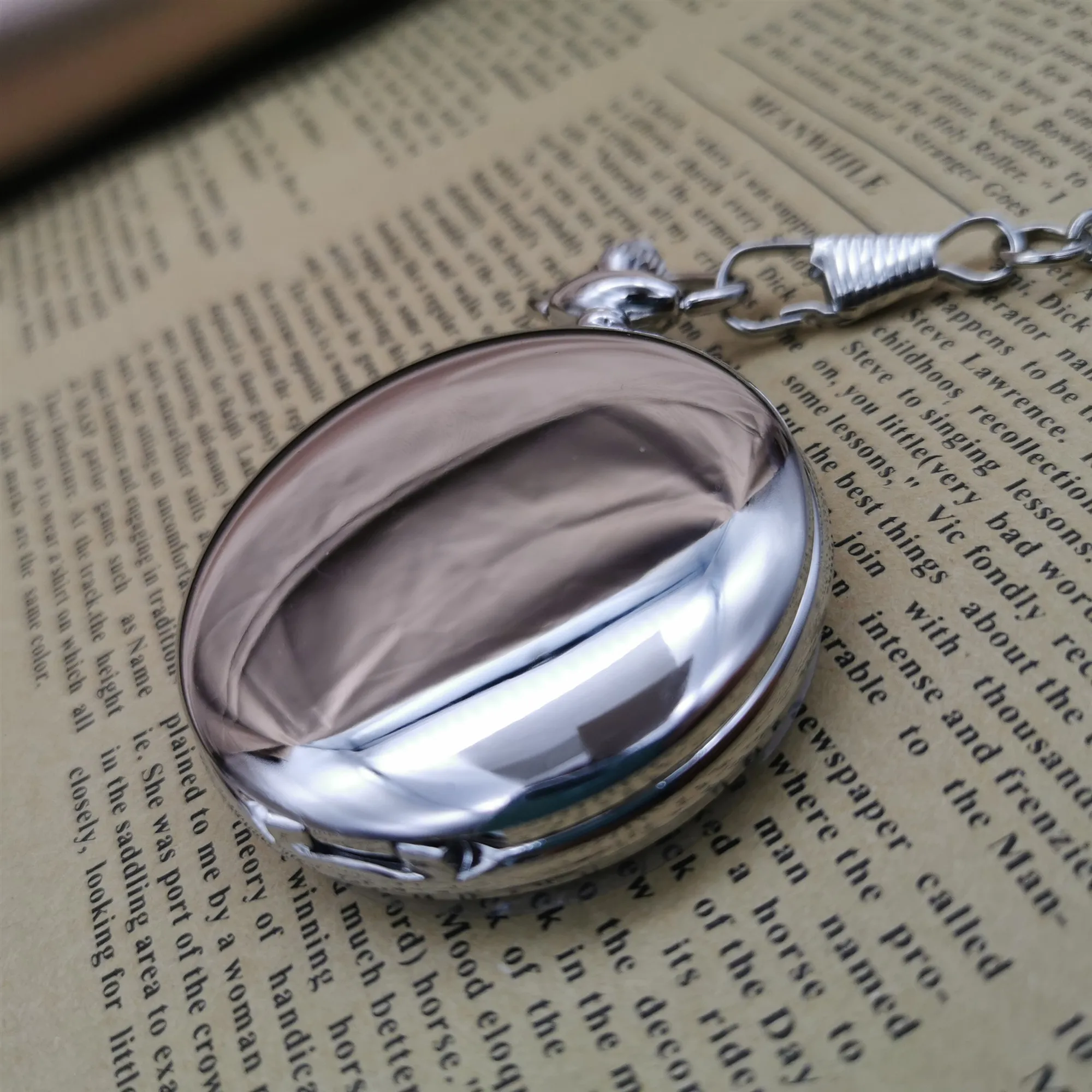 Новое поступление серебряные гладкие кварцевые карманные часы на цепочке брелок