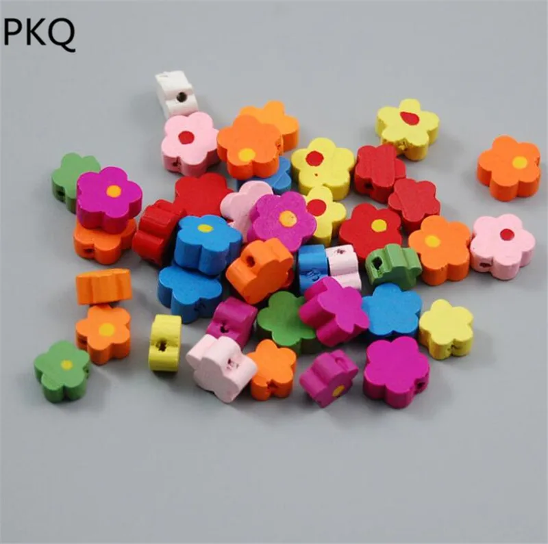 

1000pcs 12mm Multi-color Flower Pattern Wooden Spacer Beads For Jewelry Making DIY Fit Kids Pacifier Clips Crafts