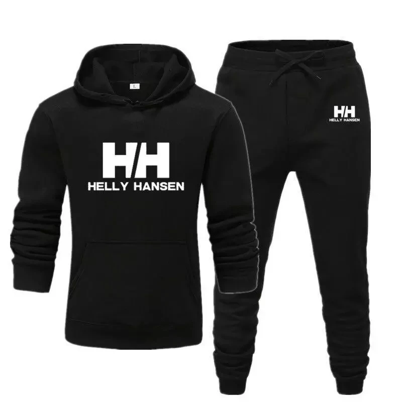 

2020 Hot sale autumn and winter casual men's suit sports suit fleece HH printed hoodie + jogging fitness trousers 2-piece set
